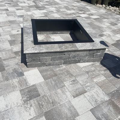 Sqaure Fire Pit With Travertine Cap